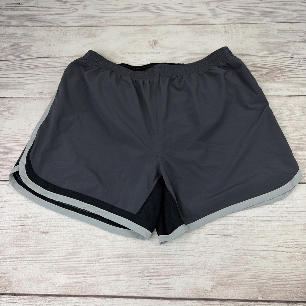 Rabbit Men's Large Gray Lined Athletic Running Shorts Drawstring Zip Pocket EXC